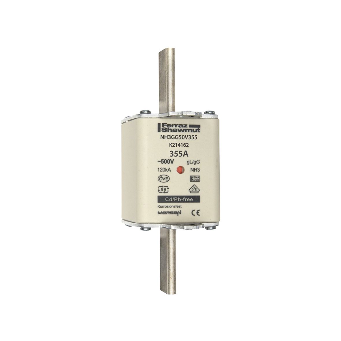 K214162 - NH fuse-link gG, 500VAC, size 3, 355A double indicator/live tags